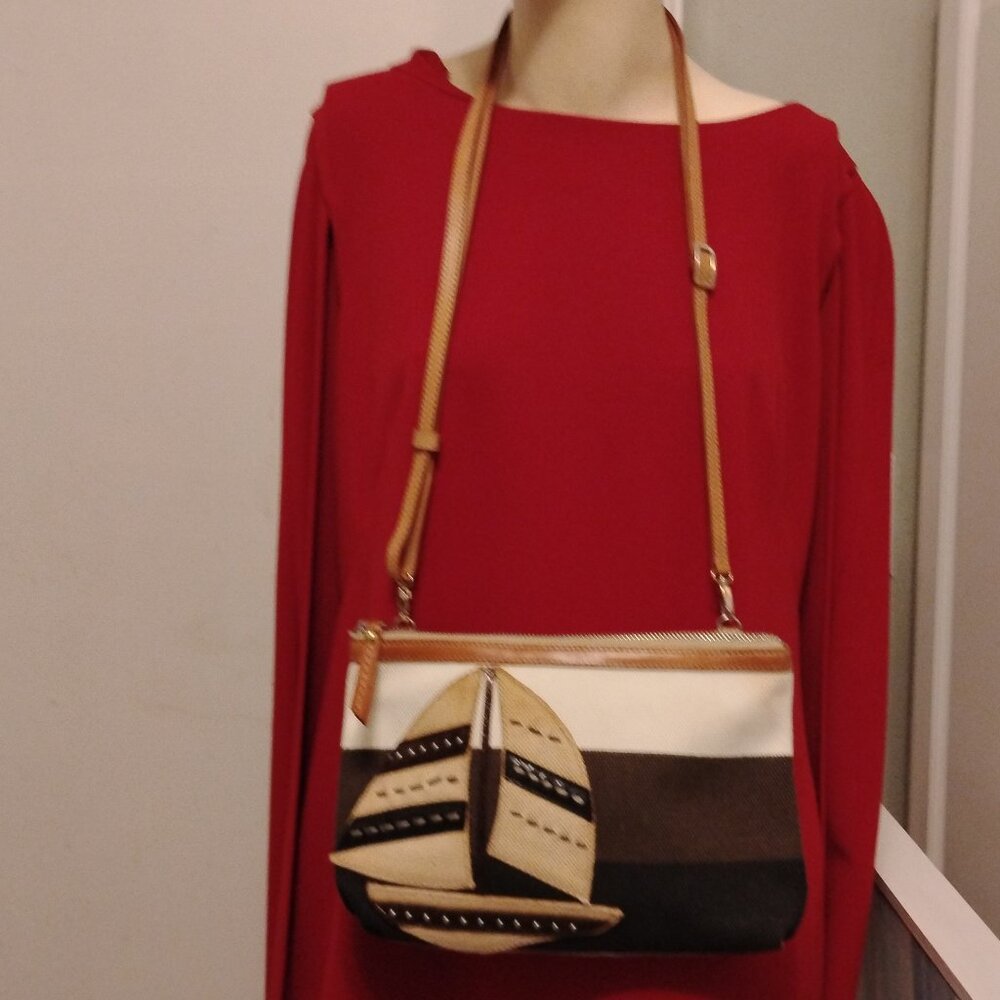 ❤️BRIGHTON WINDSTAR Sailboat Crossbody to Pouch Clutch Purse